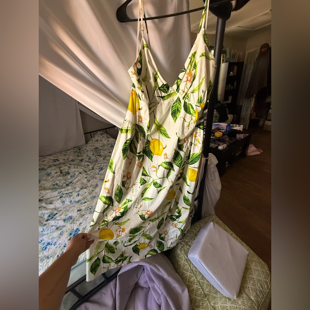 Lemon Print Spaghetti Strap Dress